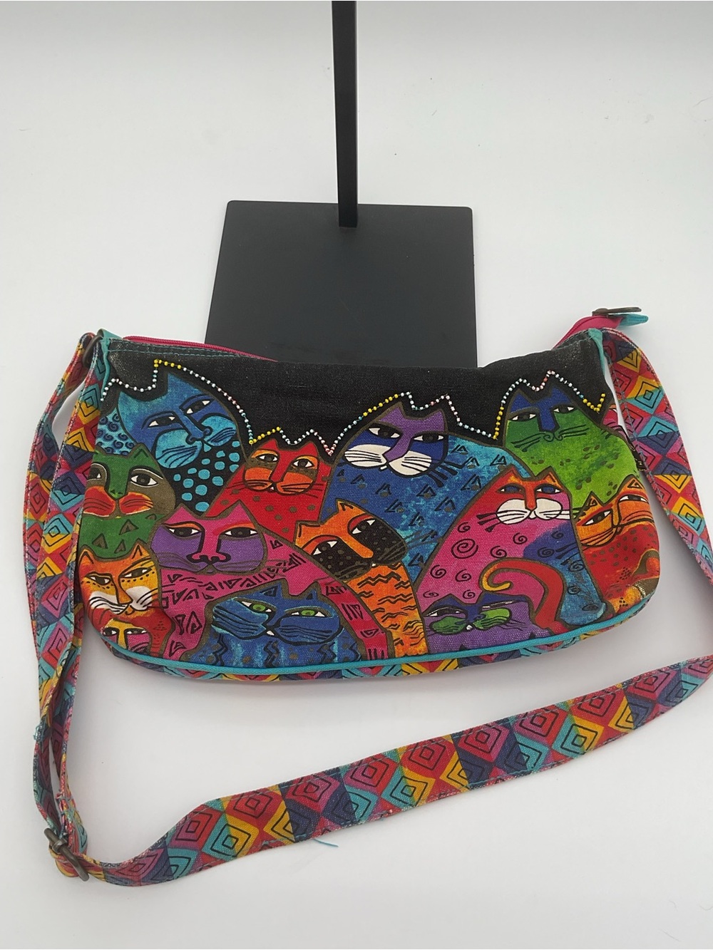 Laurel Burch Colorful Cat Print Crossbody Bag - Multicolor